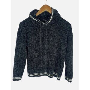 Cozy Black Sweater with White Trim